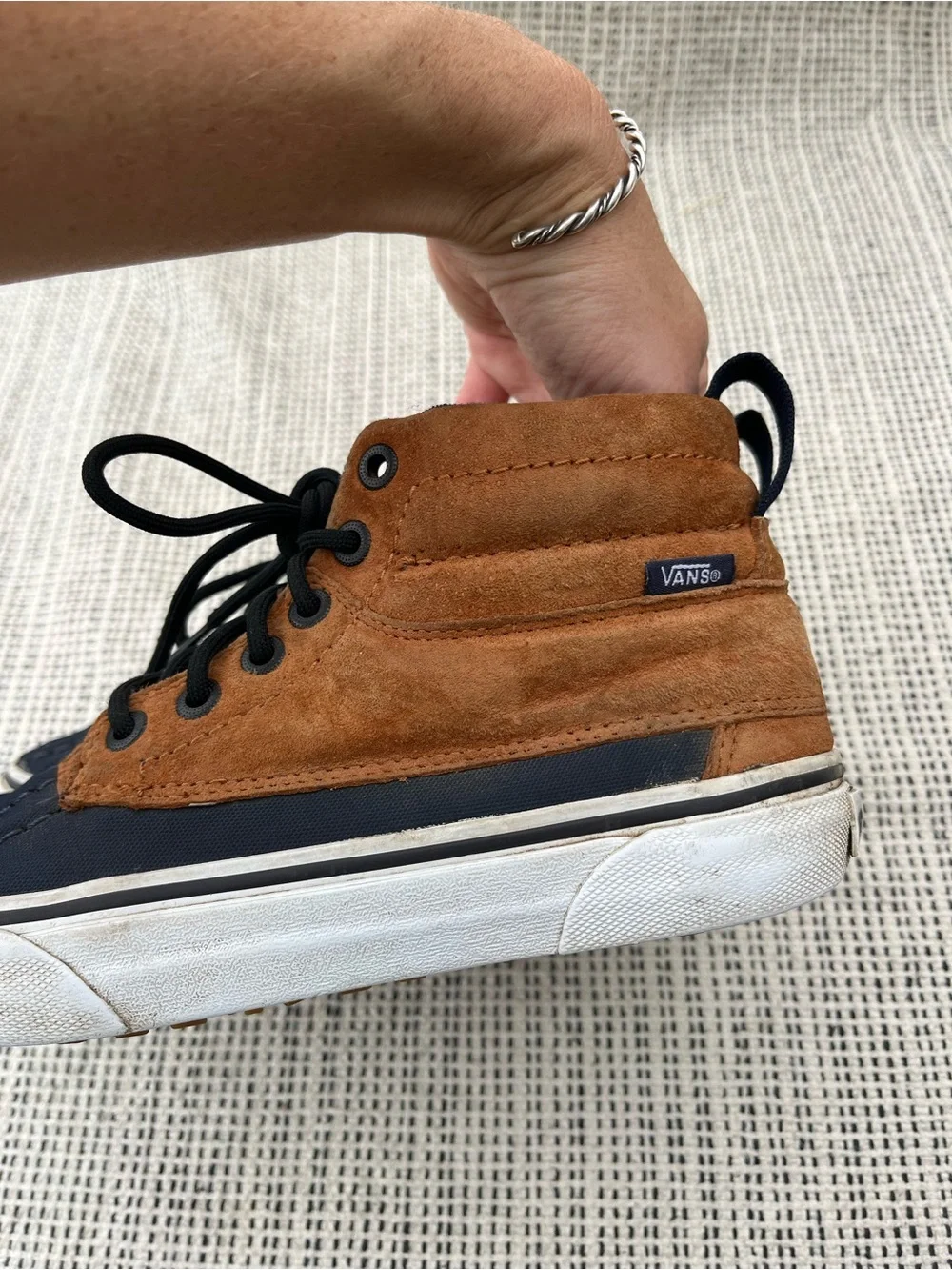 Vans Brown Suede and Navy Duck-Style Mid-Top Sneakers- Women’s 7